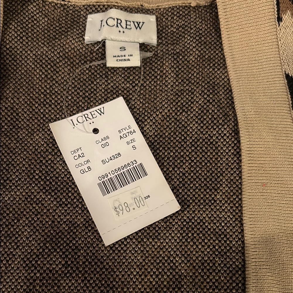 JCREW NWT Leopard Print Open Front Cardigan Sweater - Picture 2 of 3